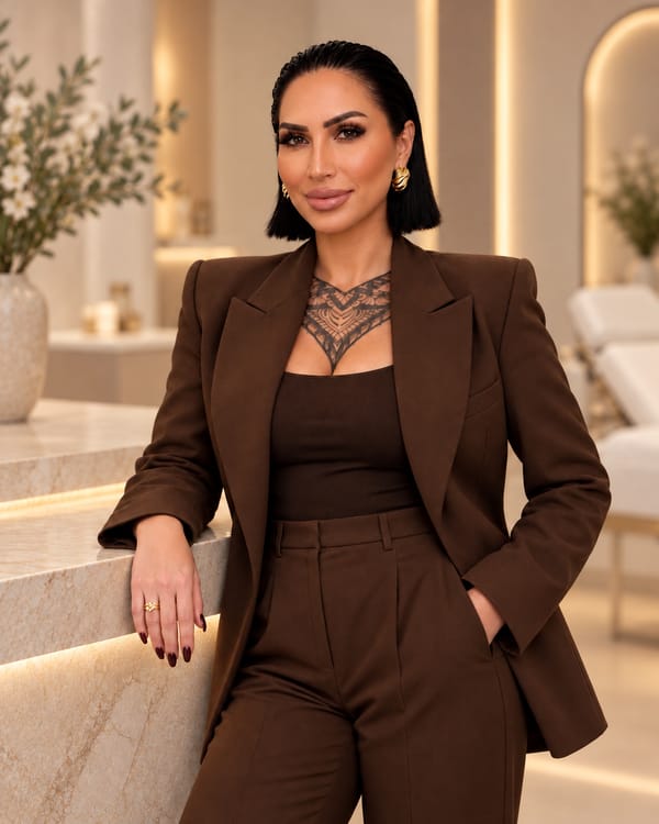 Pinar Coppola im braunen Blazer